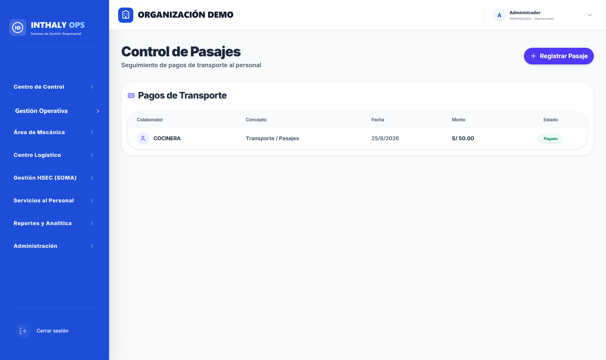 Logística y Transporte de Personal